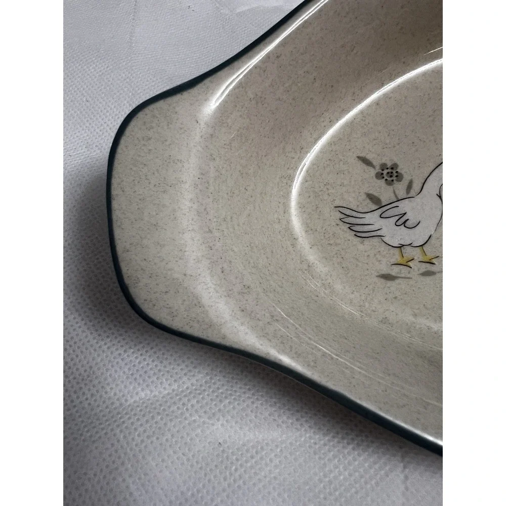 Vtg International Marmalade Goose Oval Handled Gratin Dish Vegetable Cottagecore